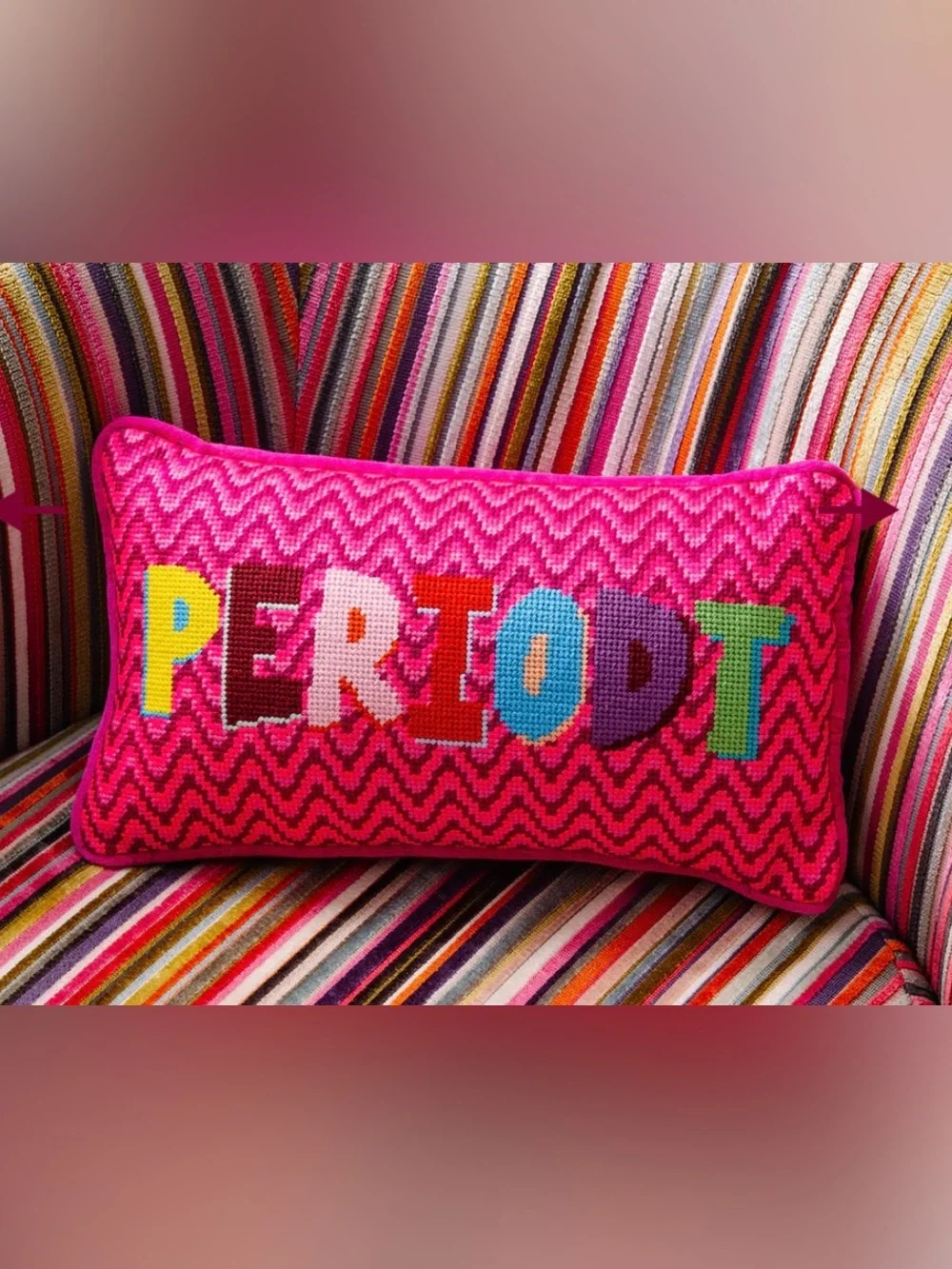 PERIODT Needlepoint Lumbar Pillow by Furbish